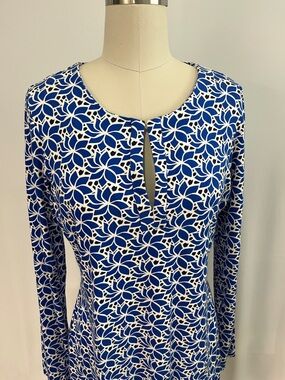 Diane von Furstenberg Blue & White Lace Petal Print Dress